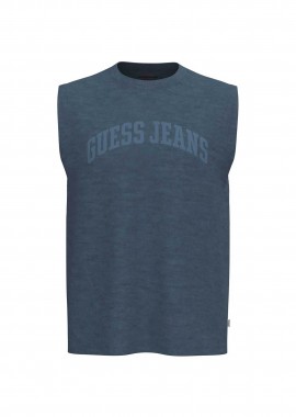 GUESS - Guess ανδρική αμάνικη μπλούζα με logo print Regular Fit - M6GPB2K8FQ4 Μπλε