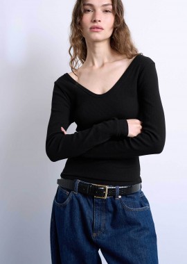 TOPSHOP - Topshop γυναικεία μπλούζα με ανοιχτή λαιμόκοψη