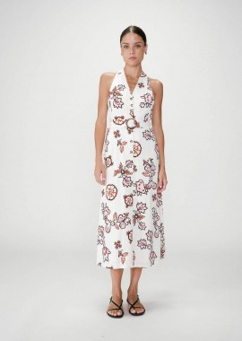 GRACE & MILA - Grace & Mila γυναικείο midi φόρεμα σεμιζιέ με floral print