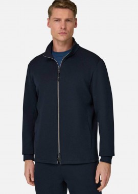 BOGGI MILANO - Boggi Milano ανδρική ζακέτα φούτερ με ψηλό λαιμό Regular Fit - BO26P018901 Μπλε Navy