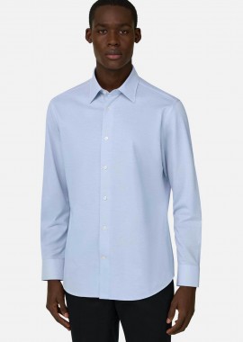 Boggi Milano ανδρικό πουκάμισο μονόχρωμο Regular Fit - BO26P019301 Γαλάζιο