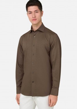 BOGGI MILANO - Boggi Milano ανδρικό πουκάμισο μονόχρωμο Regular Fit - BO26P019604 Καφέ Ανοιχτό