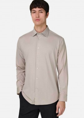 Boggi Milano ανδρικό πουκάμισο μονόχρωμο Regular Fit - BO26P030503 Μπεζ