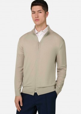 BOGGI MILANO - Boggi Milano ανδρική πλεκτή ζακέτα Regular Fit - BO26P040204 Μπεζ