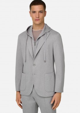 Boggi Milano ανδρικό σακάκι/ζακέτα με κουκούλα Regular Fit - BO26P045301 Γκρι