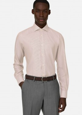 Boggi Milano ανδρικό πουκάμισο με ριγέ σχέδιο Slim Fit - BO26P058802 Καφέ Ανοιχτό