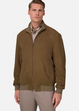 BOGGI MILANO - Boggi Milano ανδρικό suede bomber jacket μονόχρωμο Regular Fit - BO26P068801 Taupe