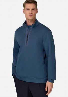 Boggi Milano ανδρική μπλούζα φούτερ με ψηλό λαιμό Regular Fit - BO26P070501 Μπλε