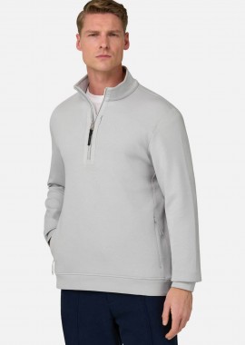 BOGGI MILANO - Boggi Milano ανδρική μπλούζα φούτερ με ψηλό λαιμό Regular Fit - BO26P070502 Υπόλευκο