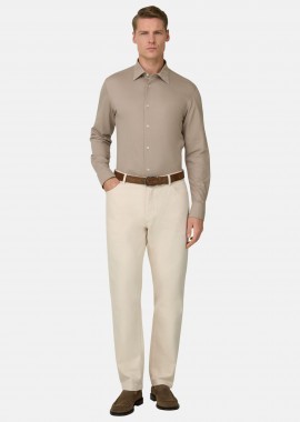 BOGGI MILANO - Boggi Milano ανδρικό τζιν παντελόνι πεντάτσεπο Straight Fit - BO26P076501 Κρέμ