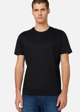 BOGGI MILANO - Boggi Milano ανδρικό T-shirt μονόχρωμο Regular Fit - BO24C005801 Μπλε Navy