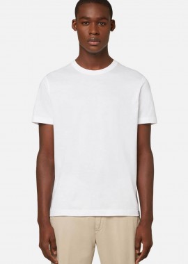 BOGGI MILANO - Boggi Milano ανδρικό T-shirt μονόχρωμο Regular Fit - BO24C005803 Λευκό