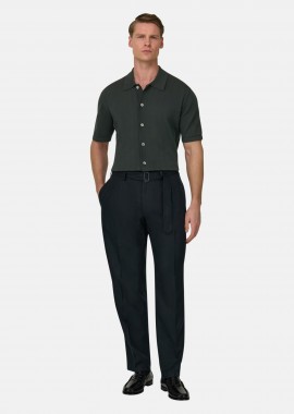 BOGGI MILANO - Boggi Milano ανδρικό λινό παντελόνι Tapered Fit - BO26P072801 Μαύρο