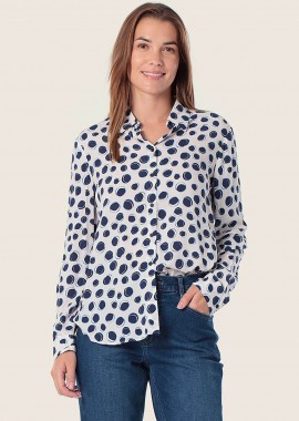 Gerry Weber γυναικείο πουκάμισο με all-over print - N60450189044 Λευκό - Μπλε