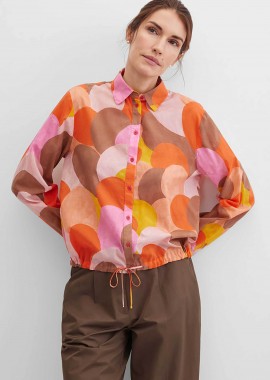 GERRY WEBER - Gerry Weber γυναικείο πουκάμισο cropped με all-over print Straight Cit - N60477336040 Πορτοκαλί
