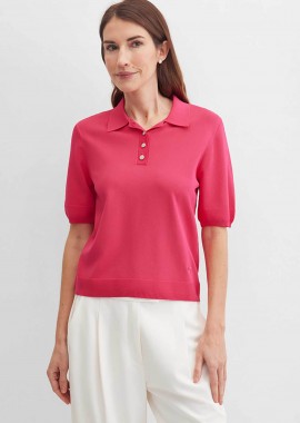 GERRY WEBER - Gerry Weber γυναικεία μπλούζα πόλο μονόχρωμη - N60953283040 Φούξια