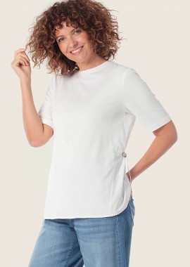 GERRY WEBER - Gerry Weber γυναικείο T-shirt με ρυθμιζόμενο λάστιχο στη μέση - N61734121040 Λευκό
