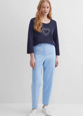Gerry Weber γυναικείο παντελόνι cropped Tapered Fit - N67102125040 Μπλε Ανοιχτό