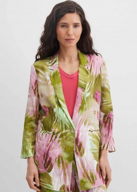 GERRY WEBER - Gerry Weber γυναικείο λινό σακάκι με floral print - N60158630042 Πράσινο