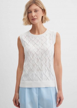 GERRY WEBER - Gerry Weber γυναικείο πλεκτό τοπ αμάνικο - N66501102042 Λευκό