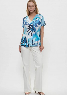Gerry Weber γυναικείο τζιν παντελόνι πεντάτσεπο Flared Wide Leg - N67095102042 Λευκό