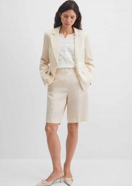 Gerry Weber γυναικεία βερμούδα με λινάρι Relaxed Straight Cut - N67202671042 Εκρού
