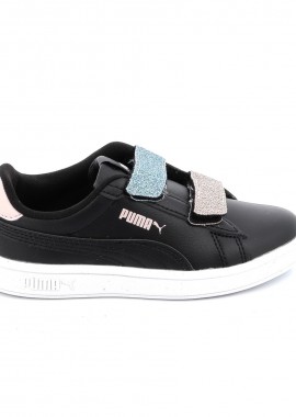 Παιδικό Αθλητικό Παπούτσι για Κορίτσι Puma Smash 3.0 L Glitter Velcro V PS Χρώματος Μαύρο 395609-04