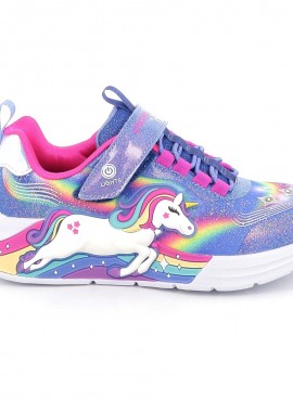 Παιδικό Αθλητικό Παπούτσι για Κορίτσι Skechers Unicorn Chaser με Φωτάκια On/Off Χρώματος Μπλε 302298L-BLMT