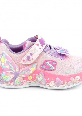 Παιδικό Αθλητικό Παπούτσι για Κορίτσι Skechers Butterfly Bliss με Φωτάκια On/Off Χρώματος Ροζ 303065L-LPMT