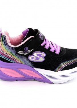 Παιδικό Αθλητικό Παπούτσι για Κορίτσι Skechers Rainbow Beam με Φωτάκια On/Off Χρώματος Μαύρο 303709L-BKMT
