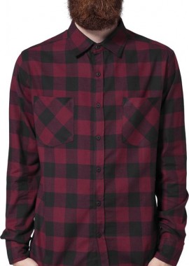 Urban Classics - Ανδρικό Πουκάμισο TB297 Urban Classics Black/Burgundy Blk/Burgundy