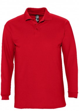 SOLS - Ανδρική Μπλούζα Polo 11353 SOL'S Winter II Μακρυμάνικη Πικέ Red