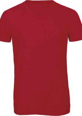 B & C - Ανδρικό T-Shirt V-Neck TM057 B & C Triblend Red
