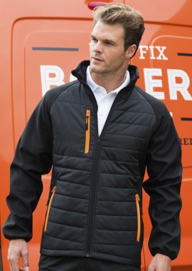 Ανδρικό Τζάκετ Padded Softshell R237X Result Black Compass Black/Orange