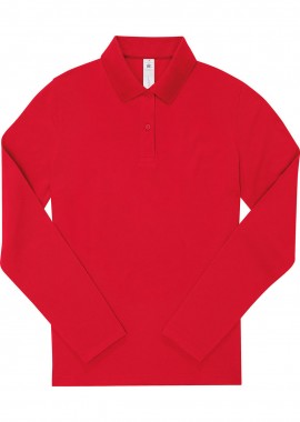 B & C - Γυναικεία Μακρυμάνικη Μπλούζα Polo PW462 B & C My Polo 180 LSL Red