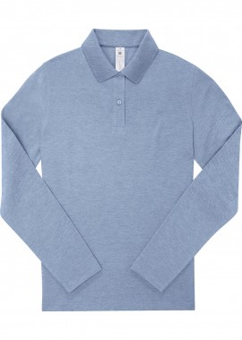 B & C - Γυναικεία Μακρυμάνικη Μπλούζα Polo PW464 B&C My Polo 210 LSL Heather Blue