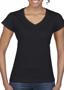 Γυναικείο T-Shirt με V-Neck 64V00L Gildan Softstyle Black