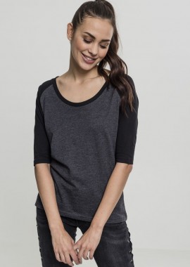 Γυναικείο T-Shirt TB733 Urban Classics 2-Tone 3/4 Μανίκι Charcoal/Black