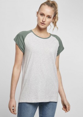 Γυναικείο T-shirt Contrast Raglan TB1913 Urban Classics Light Grey/Pale Leaf