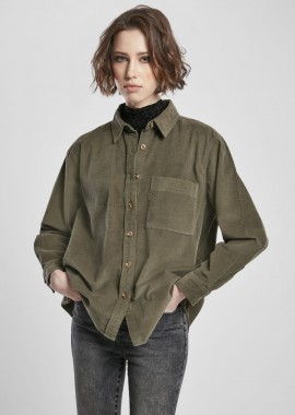 Urban Classics - Γυναικείο πουκάμισο Corduroy Oversized Urban Classics TB3755-00176 Olive