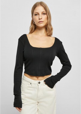 Urban Classics - Ladies Short Rib Corsage Longsleeve Urban Classics TB5480-00007 black