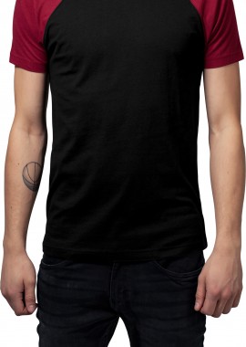 T-Shirt TB639 Urban Classics Raglan Contrast Tee Black/Burgundy