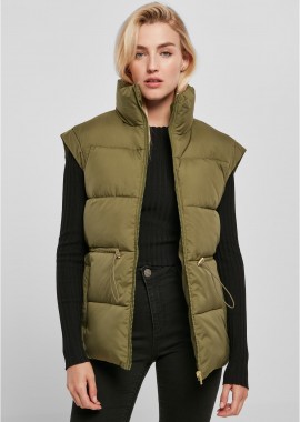 Ladies Waisted Puffer Vest Urban Classics TB5437 Olive