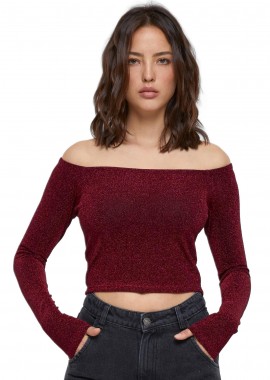 Urban Classics - Γυναικεία Μακρυμάνικη Μπλούζα Glitter Off Shoulder TB6125-00606 Urban Classics Burgundy