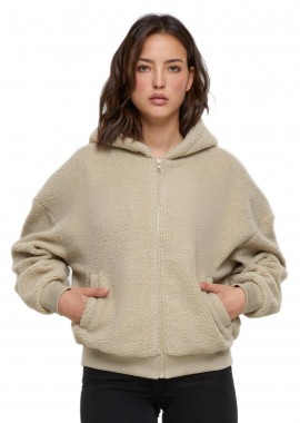 Urban Classics - Ladies Oversized Sherpa Zip Hoody Urban Classics TB6133-04732 wetsand