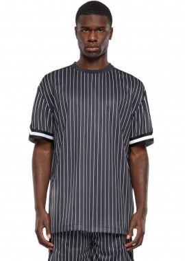 Oversized T-shirt TB6680 Urban Classics Striped Mesh Tee Black/White