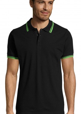 SOLS - Ανδρικό Polo Cotton Πικέ 00577 SOL'S Pasadena Black/Lime