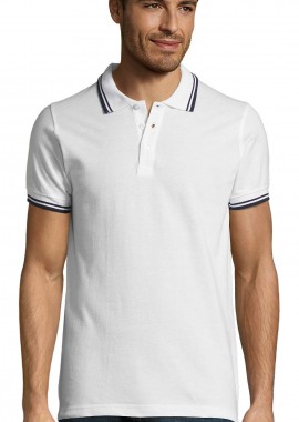 Ανδρικό Polo Cotton Πικέ 00577 SOL'S Pasadena White/Navy