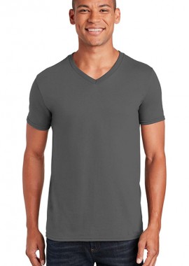 Ανδρικό T-Shirt Softstyle 64V00 Gildan V-Neck Charcoal