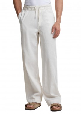 Loose Cotton Linen Pants Urban Classics TB6620-02903 Whitesand